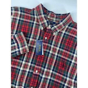 Polo Ralph Lauren Shirt Men 4XLT Red Tartan Plaid‎ Flannel Button Casual Holiday